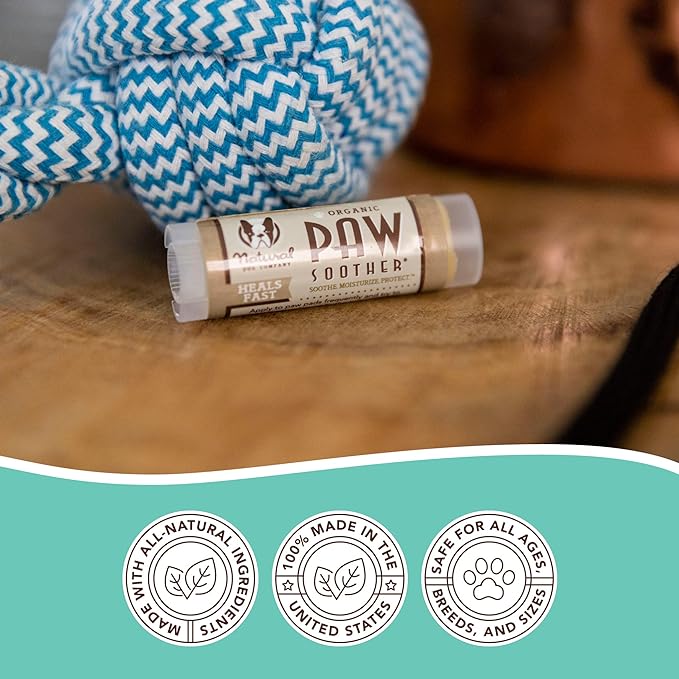Natural Dog Company Paw Soother Balm, Travel Stick, 0.15 oz, Dog Paw Cream and Lotion